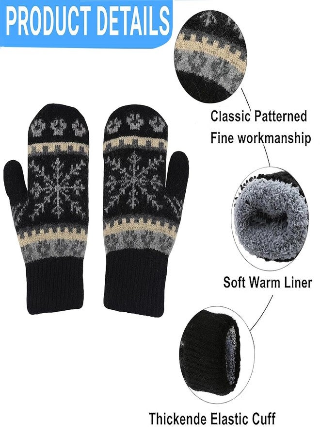 OVOY Womens Winter Warm Lining Knit Gloves Mittens Cozy Knit Thick Thermal Snow Gloves for Cold Weather - Image 2